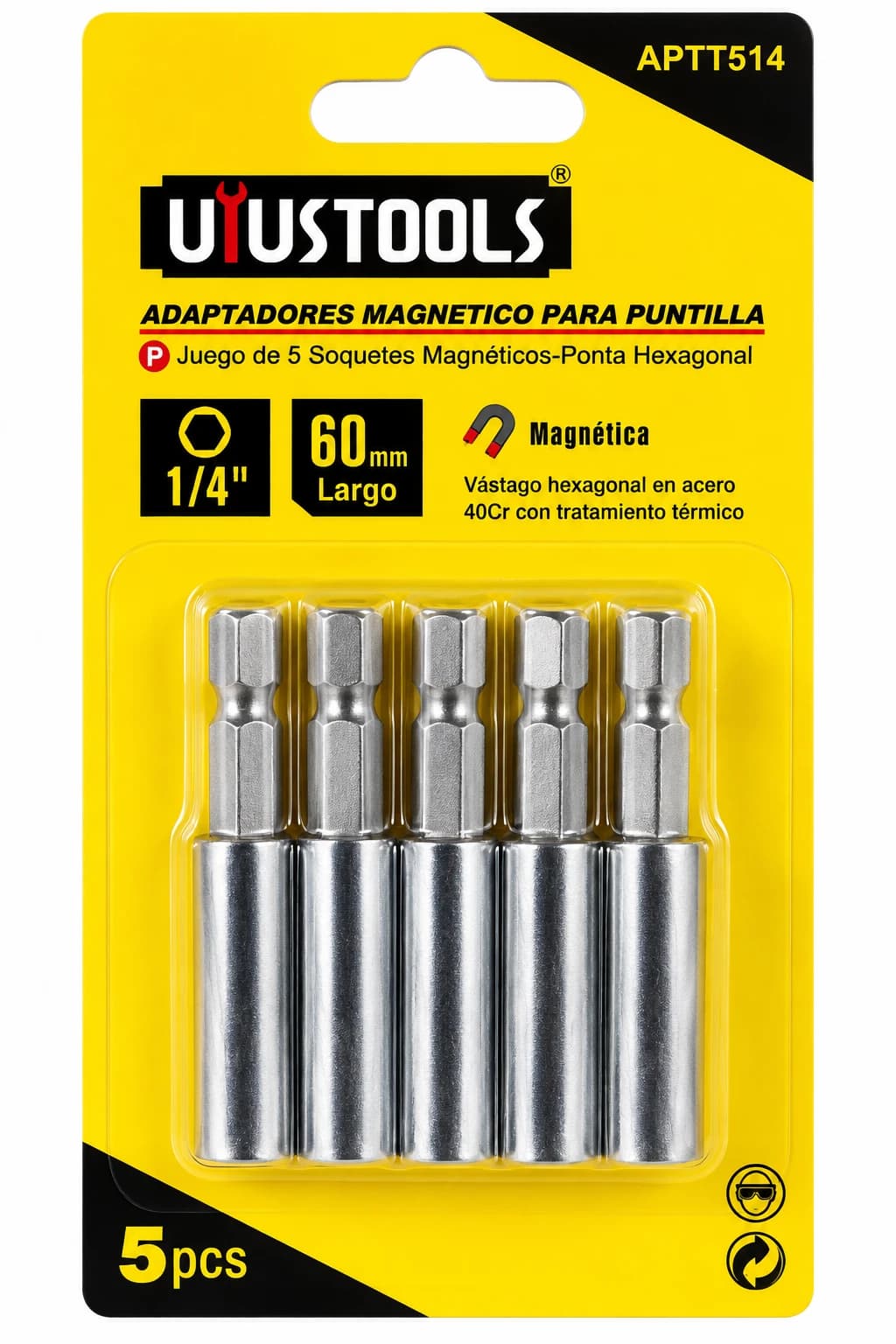 ADAPTADOR MAGN. P/PUNTILLA 1/4" APTT514 (5PZAS)  - UYUSTOOLS