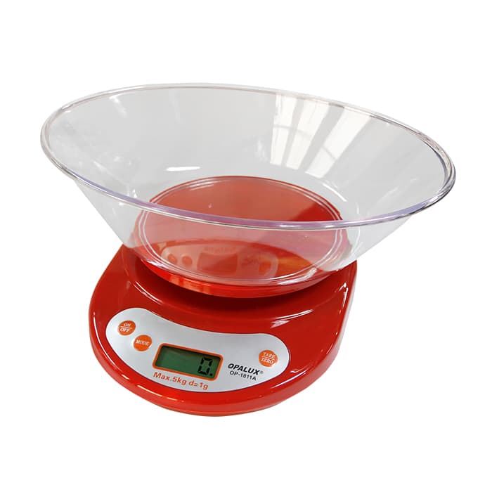 BALANZA DIGIT. ROJO C/PANTALLA LCD 5KG OP-1811A-RD - OPALUX