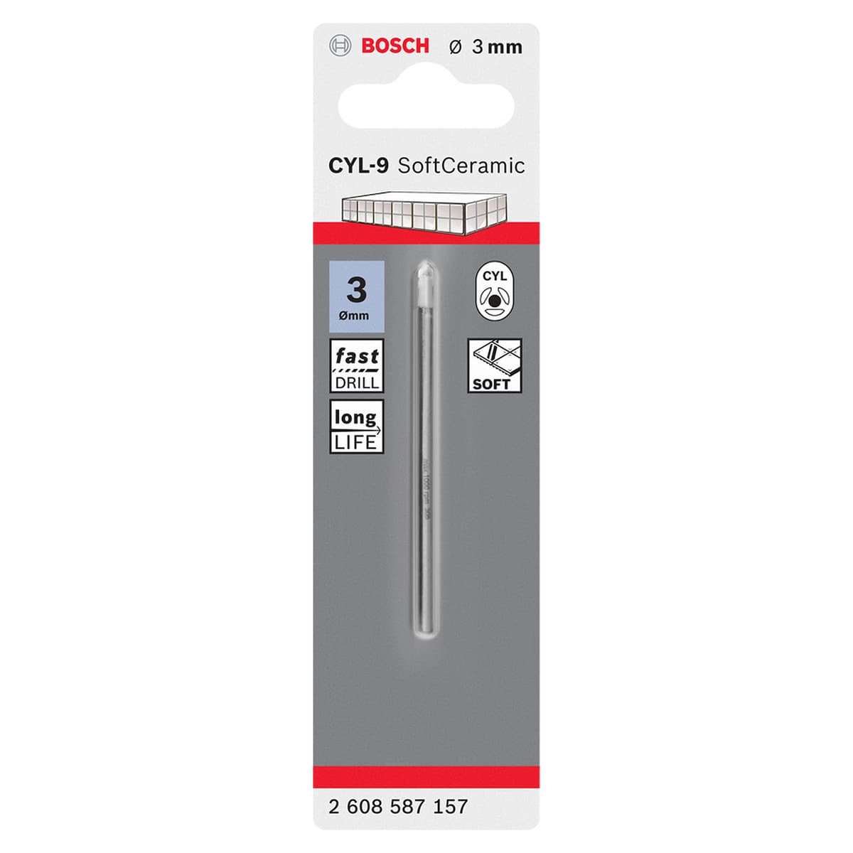 BROCA CERAMICA CYL-9 3MM - BOSCH