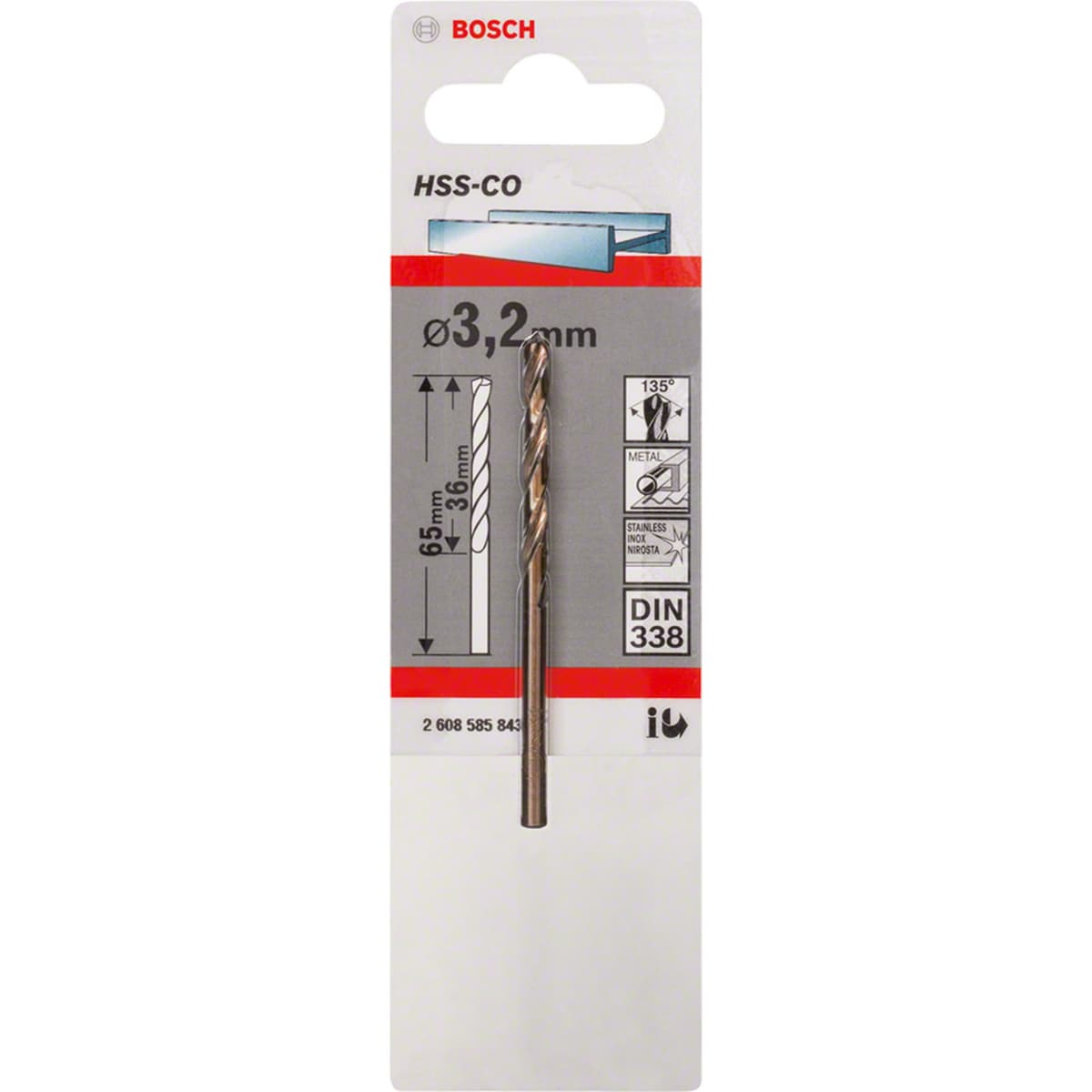 BROCA DE METAL HSS COBALTO 3,2 MM - BOSCH