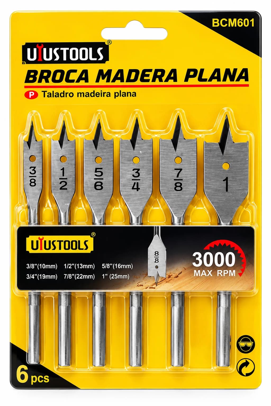 BROCA MADERA PLANA 6PCS BCM601 - UYUSTOOLS
