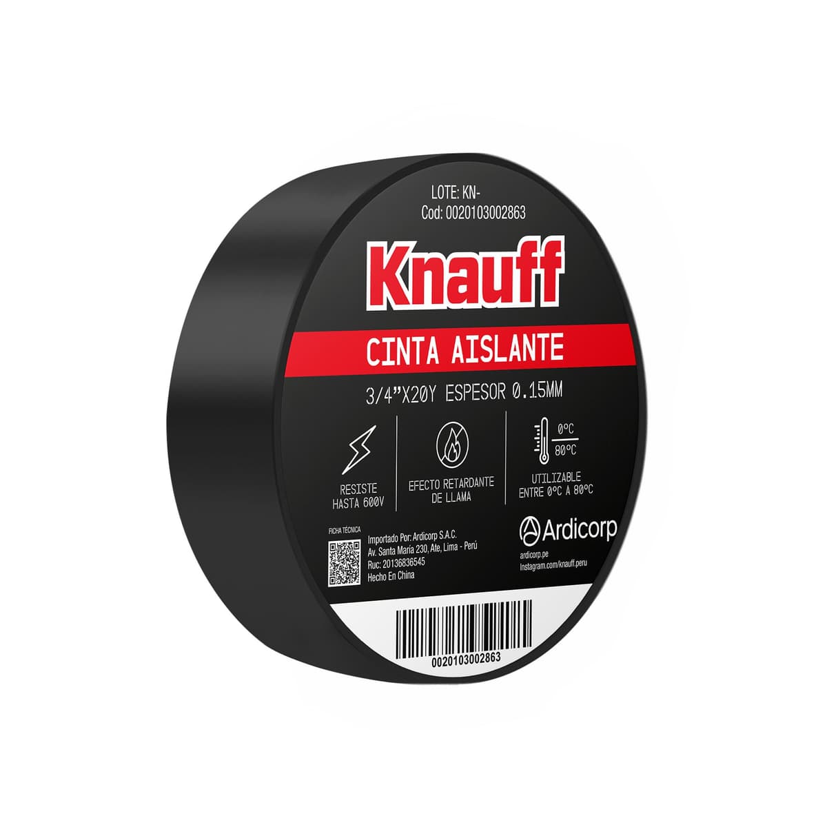 CINTA AISLANTE 3/4" X 20 YDS NEGRO (GRANDE) 2863 - KNAUF