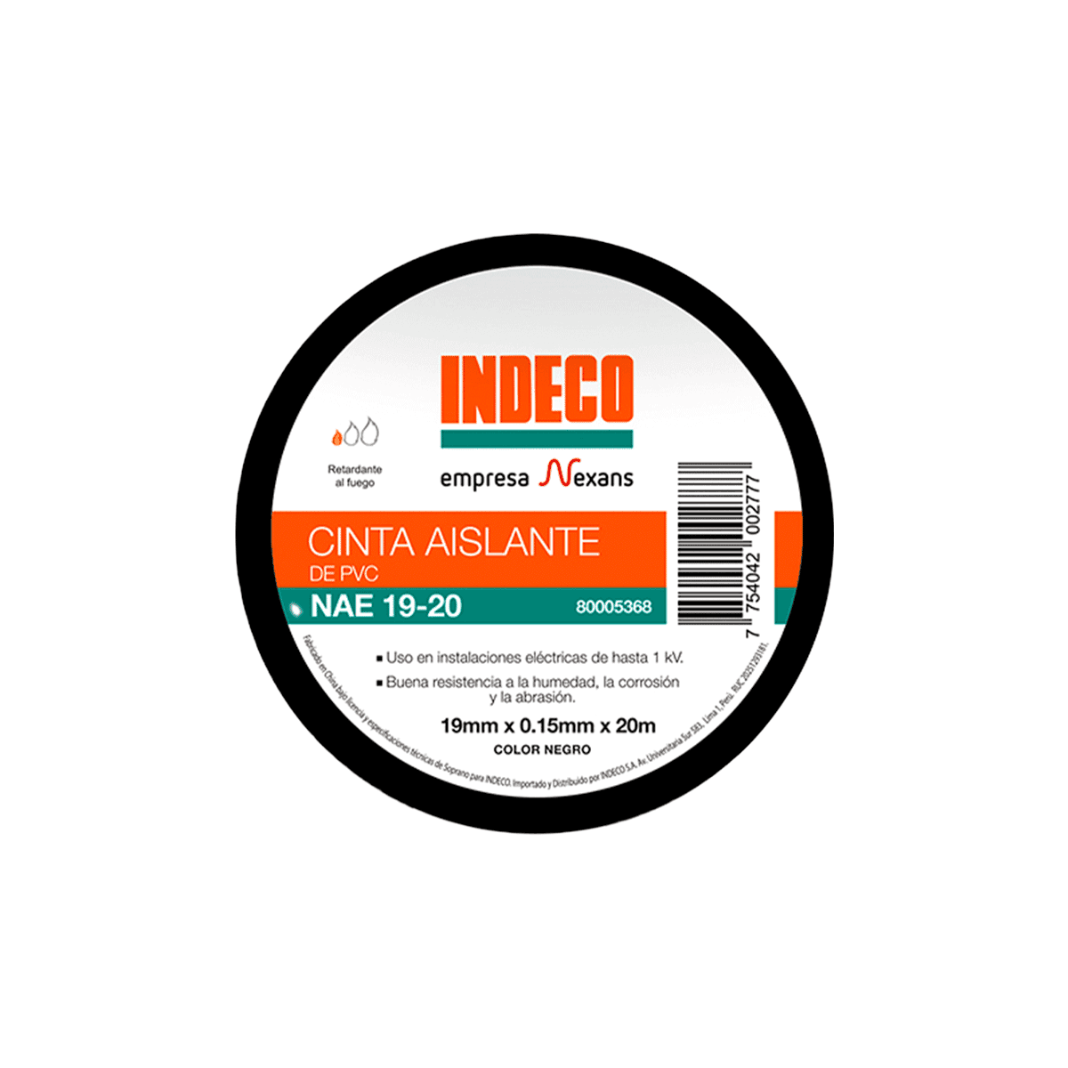 CINTA AISLANTE 3/4"X20MTS 0.15mm CAJA NAE 19-20 - INDECO