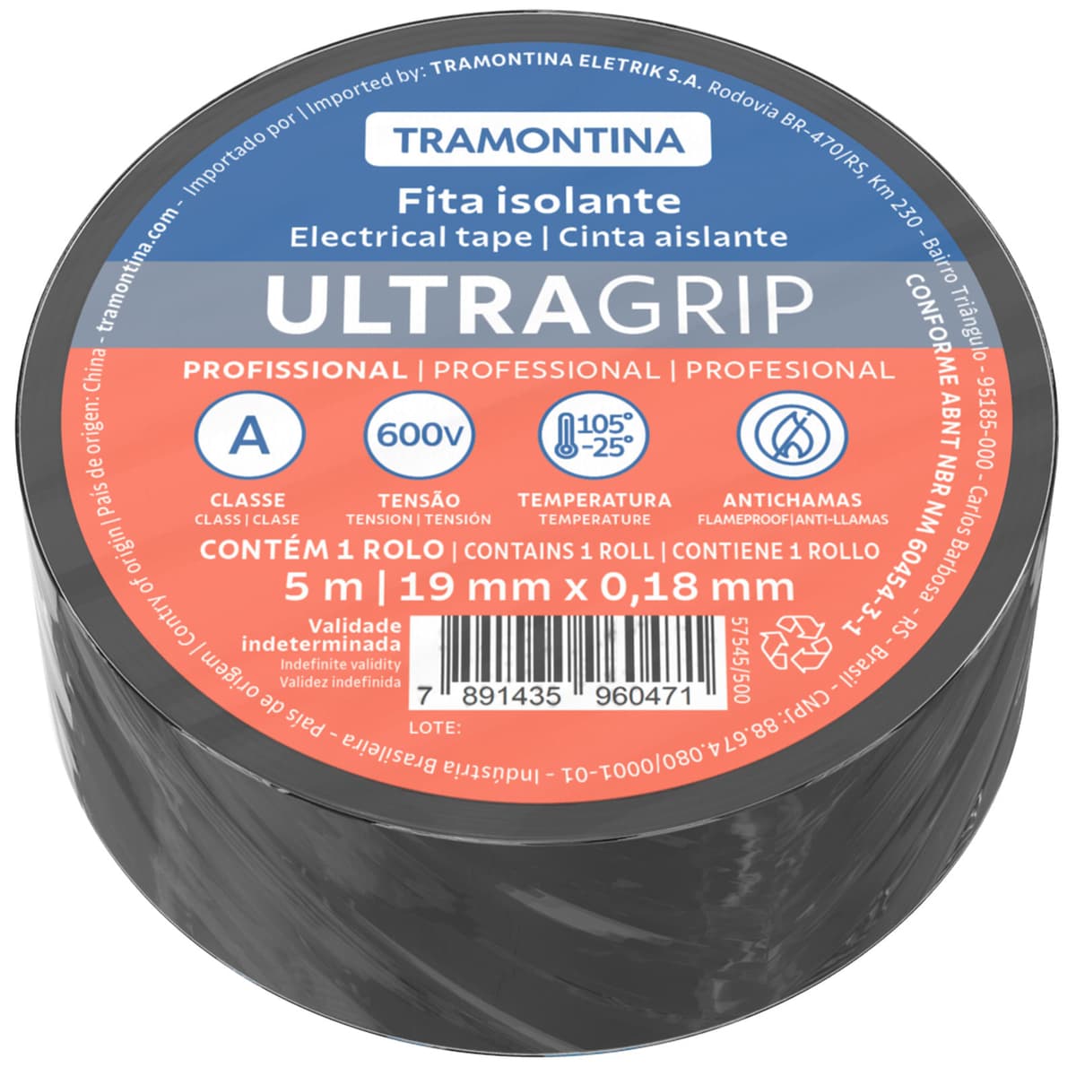 CINTA AISLANTE NEGRO 5M X 0.18MM 57545/500 - TRAMONTINA