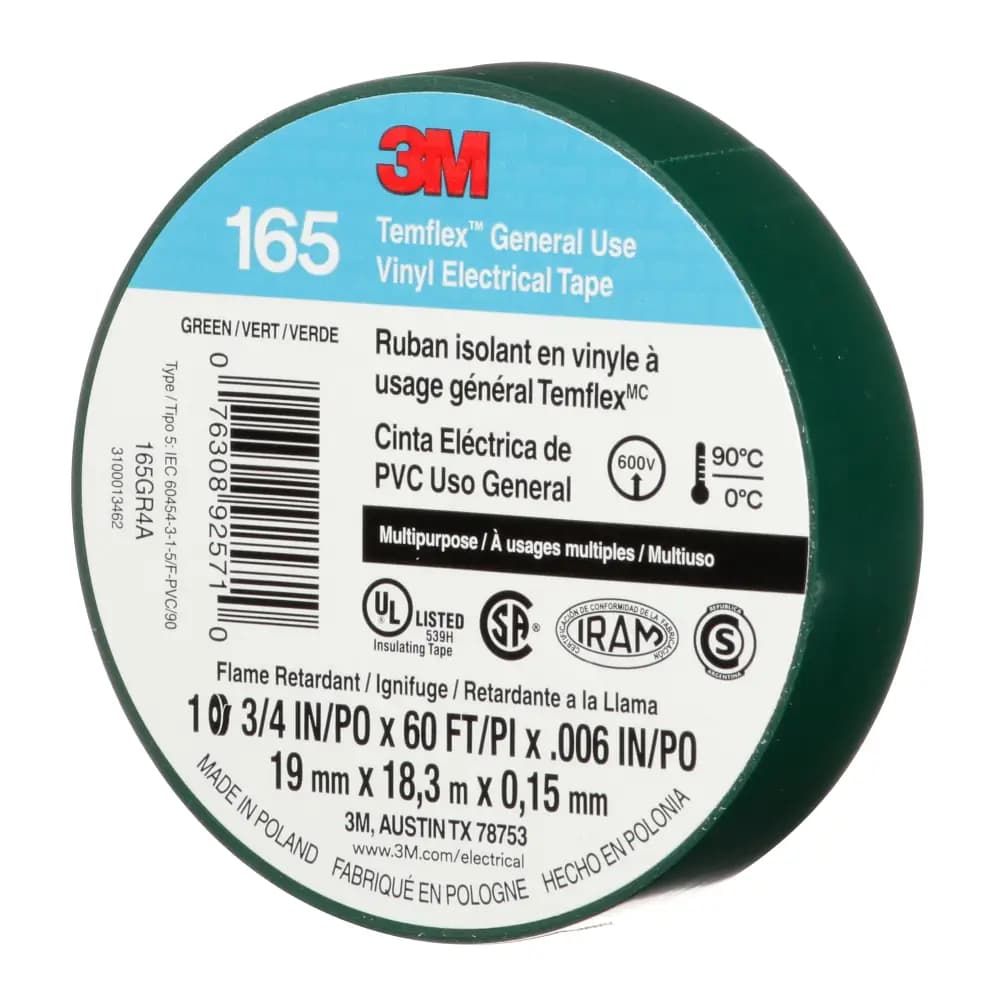 CINTA AISLANTE TEMFLEX 165 VERDE 18.3 MTS - 3M