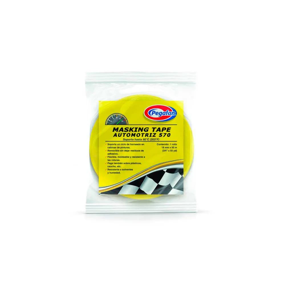 CINTA MASKING 1/2" X 55 YDS (AMARILLO) AUTOMOTRIZ - PEGAFAN