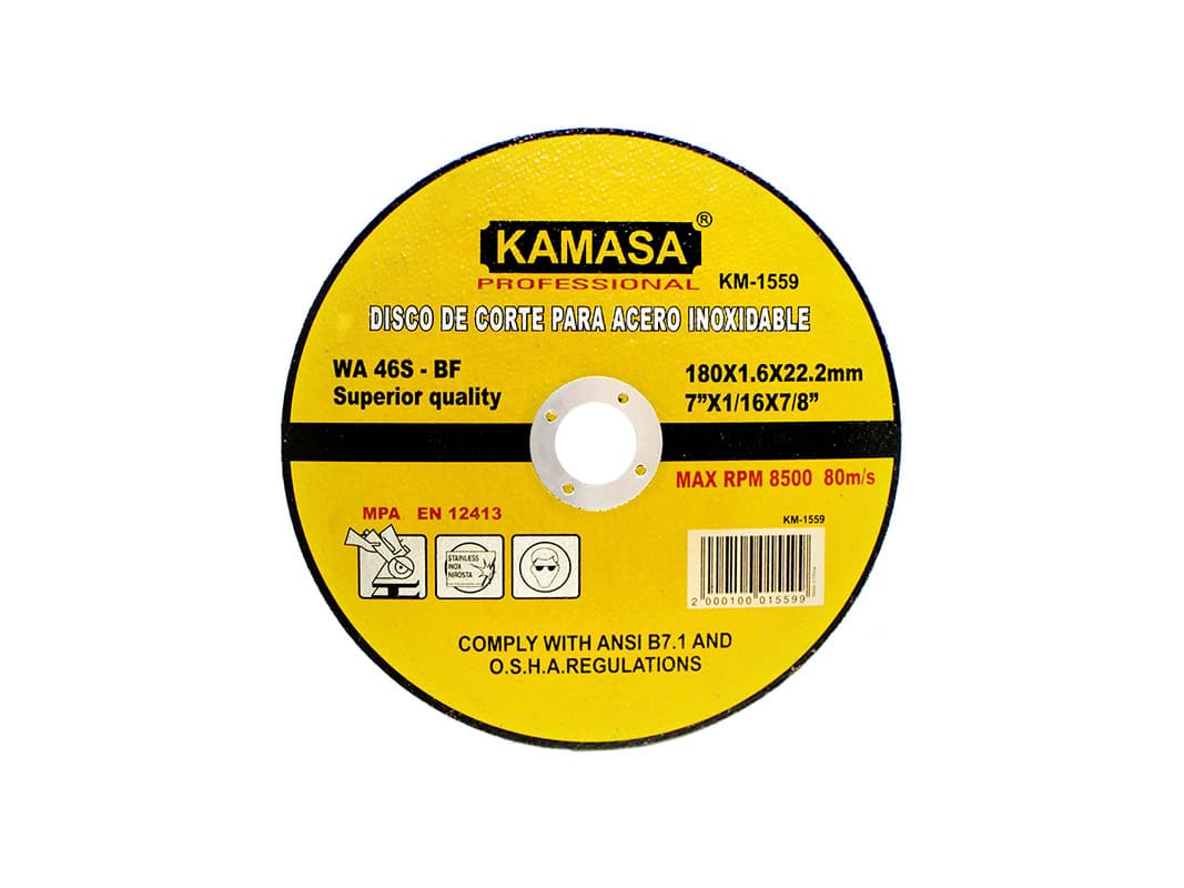 DISCO CORTE INOX 7" 180X1.6X22.2MM KM-1559 - KAMASA