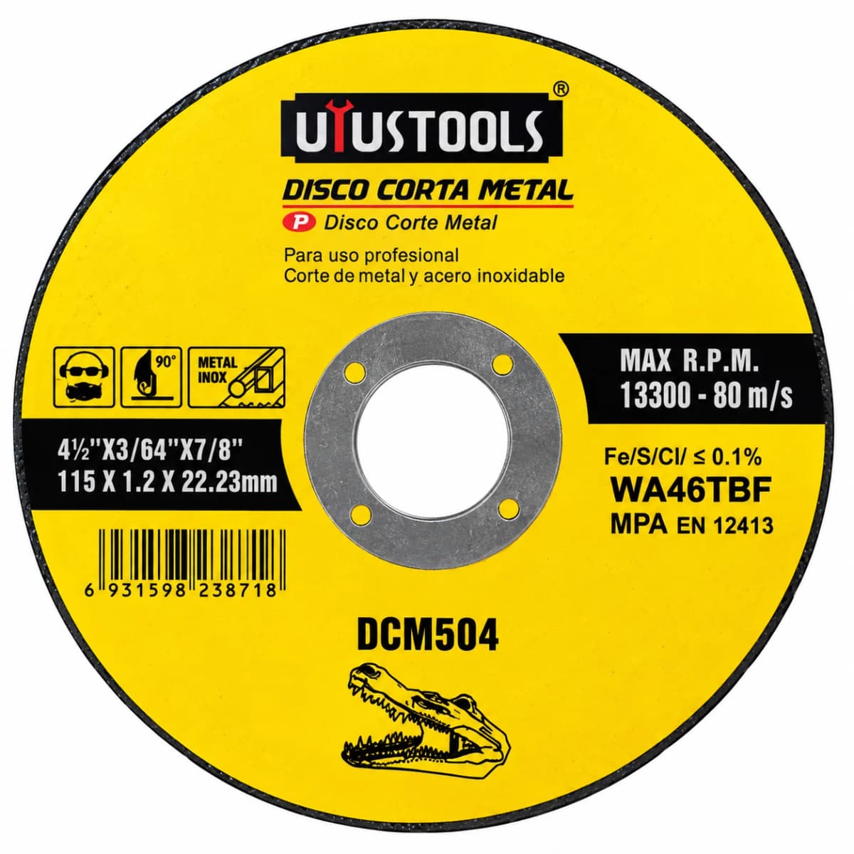 DISCO CORTE METAL 4.1/2"-115X12X22.3 DCM504 - UYUSTOOLS