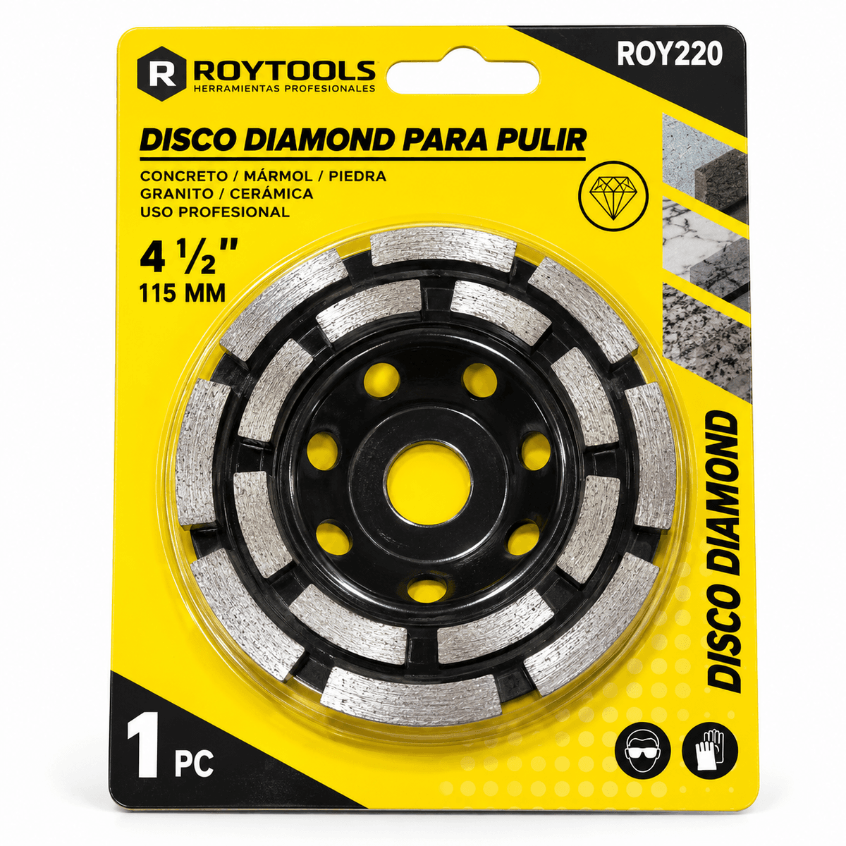DISCO DIAM. P/PULIR 4.1/2" 115MM D/FILO (ROY220) - ROYTOOLS