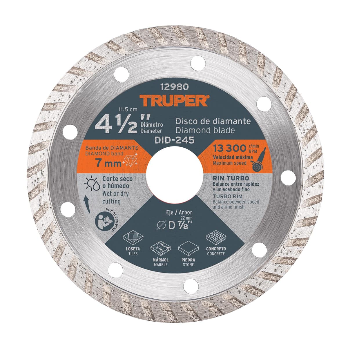 DISCO DIAMAN.TURBO 4.1/2" 12980 (DDT-1513T) - TRUPER