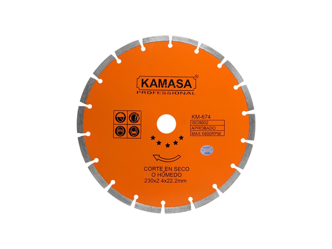 DISCO DIAMANTADO 230 NARANJA SEGMENTADO KM-674 - KAMASA
