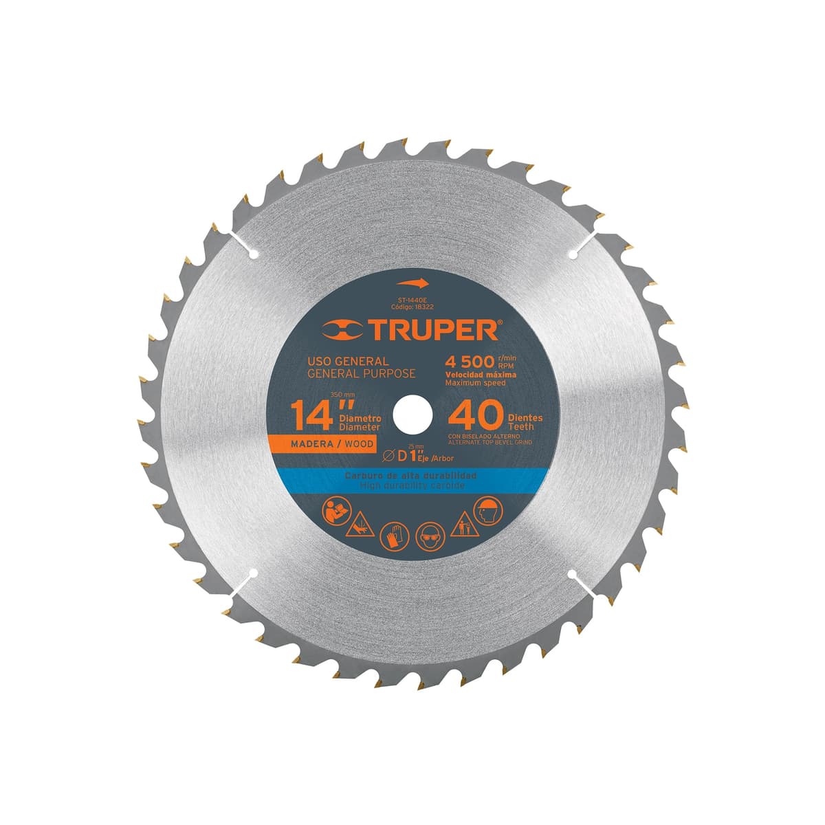 DISCO P/MADERA 14" X 1" X 40 DTS (18322) - TRUPER
