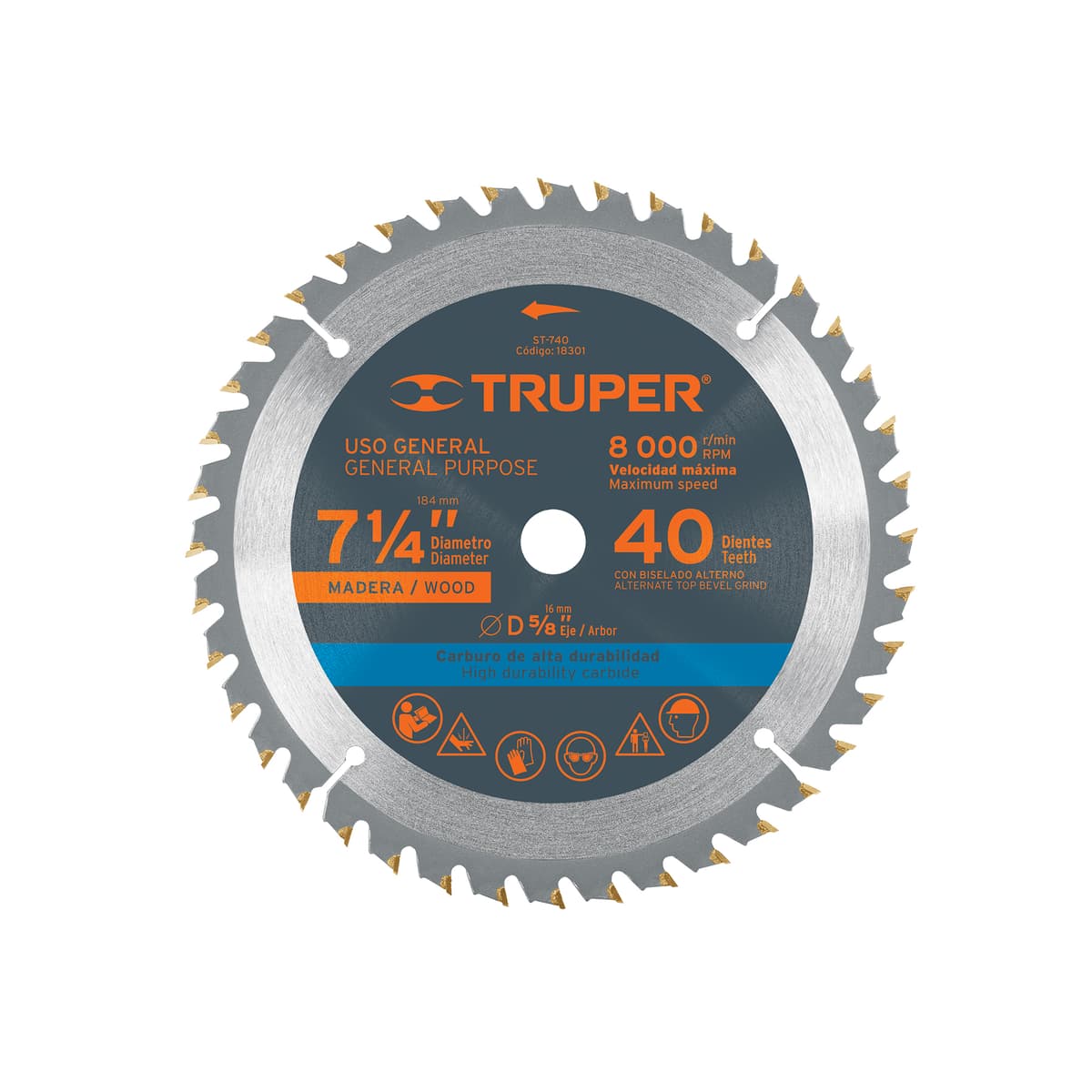 DISCO P/MADERA 7 1/4 X 40 DTS (18301)-ST-740 - TRUPER