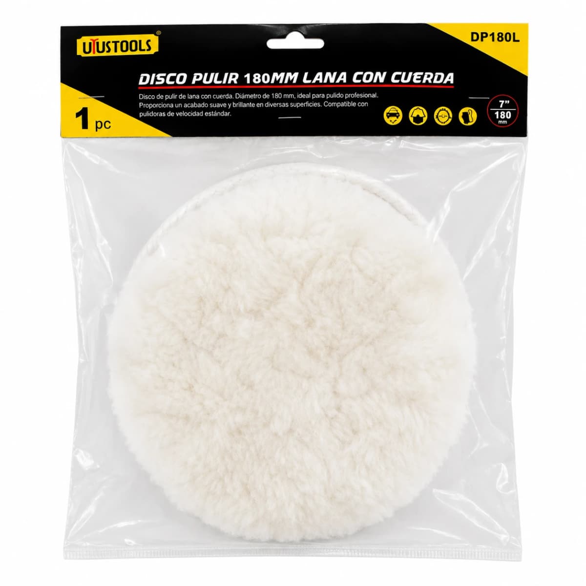 DISCO PULIR 180MM LANA C/ CUERDA DP180L - UYUSTOOLS