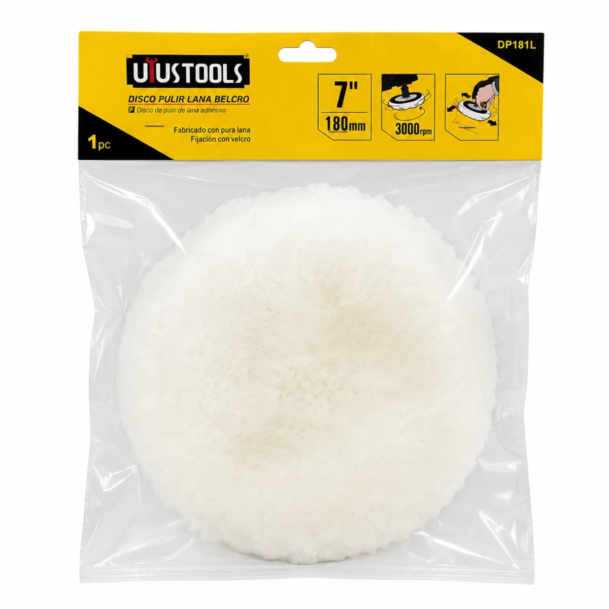 DISCO PULIR 180MM LANA VELCRO DP181L - UYUSTOOLS