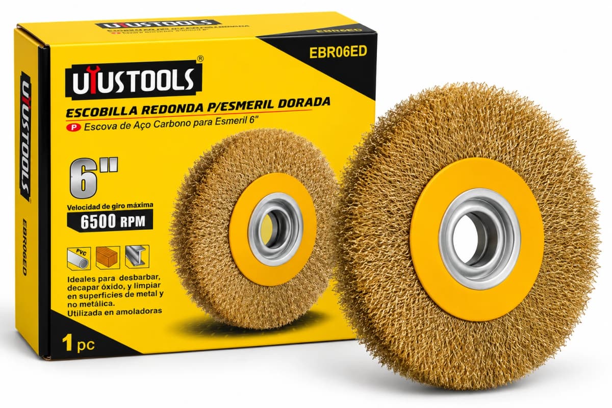 ESCOBILLA REDONDA P/ESMERIL 6" DORADA EBR06ED - UYUSTOOLS