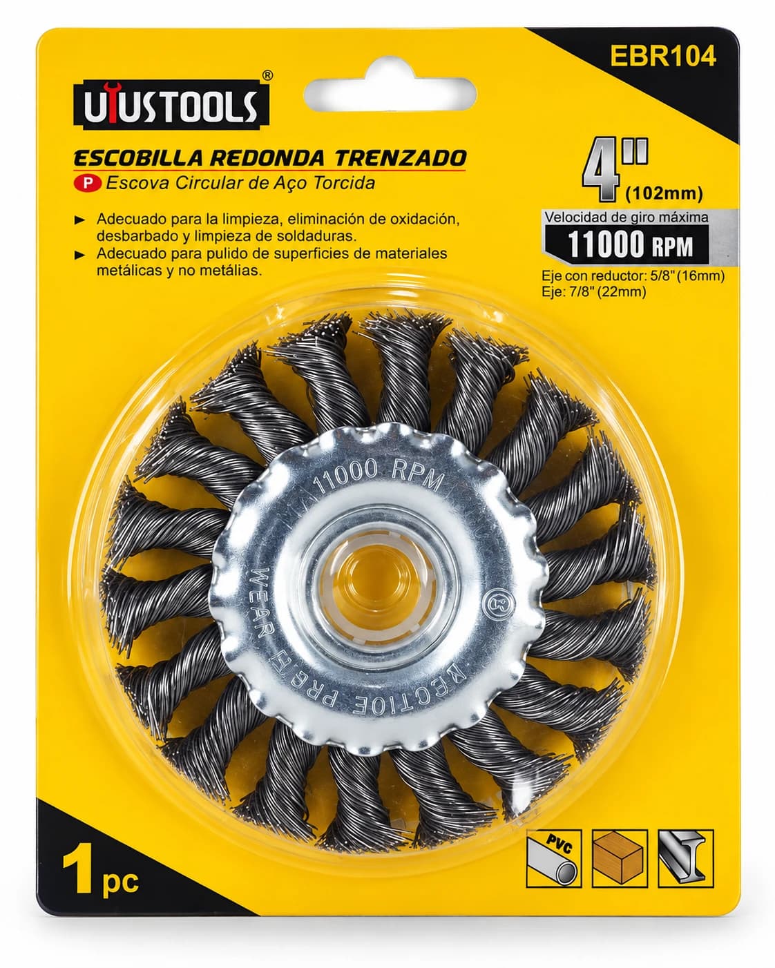 ESCOBILLA TRENZADA REDONDA 4" EBR104 - UYUSTOOLS
