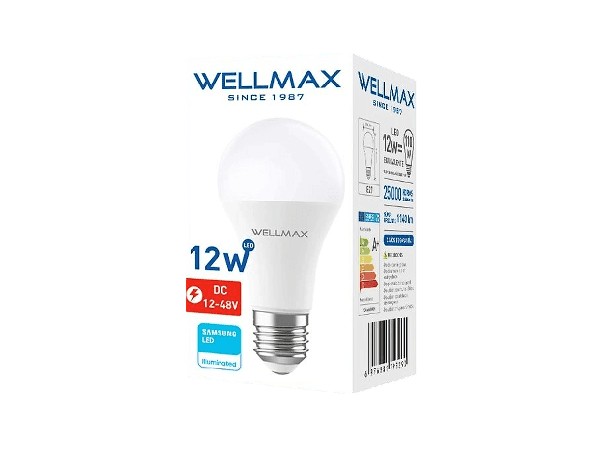 FOCO BOLA LED A60 12W BATERIA (DC12-48V) - WELLMAX