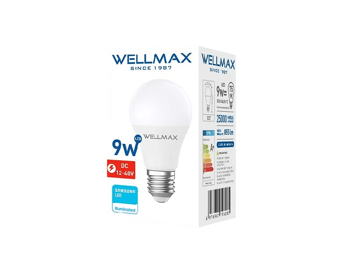 FOCO BOLA LED A60 9W BATERIA (DC12-48V) - WELLMAX