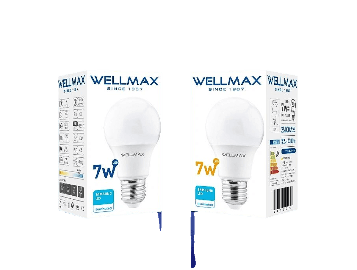 FOCO BOLA LED A60/A55 7W / 6500K BLANCA - WELLMAX