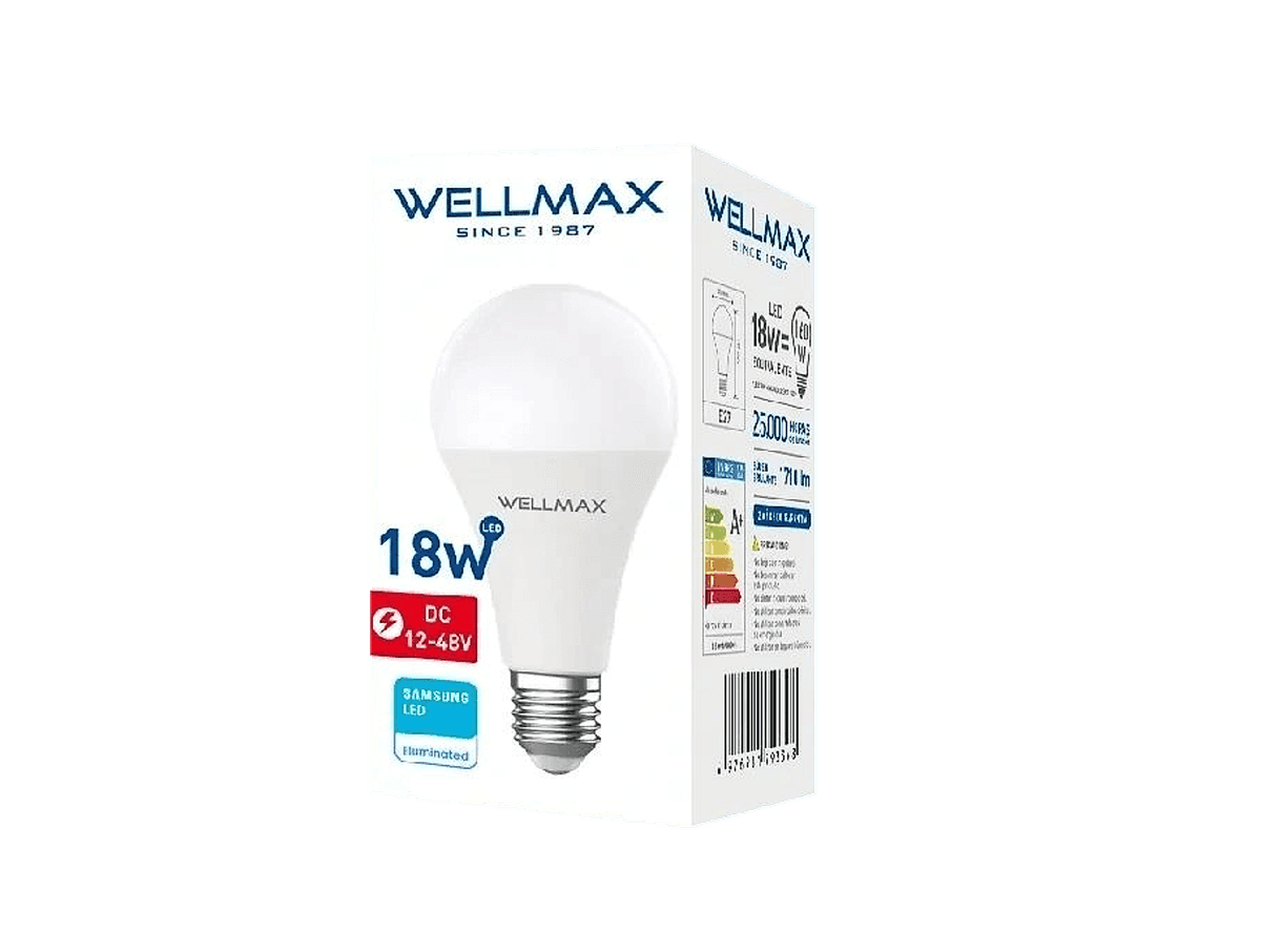 FOCO BOLA LED A70 18W BATERIA (DC12-48V) - WELLMAX