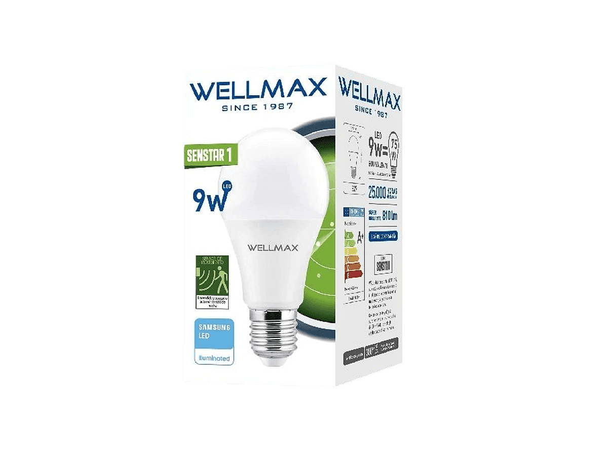 FOCO BOLA LED SENSOR 9W /6500K (SENTAR 1) - WELLMAX
