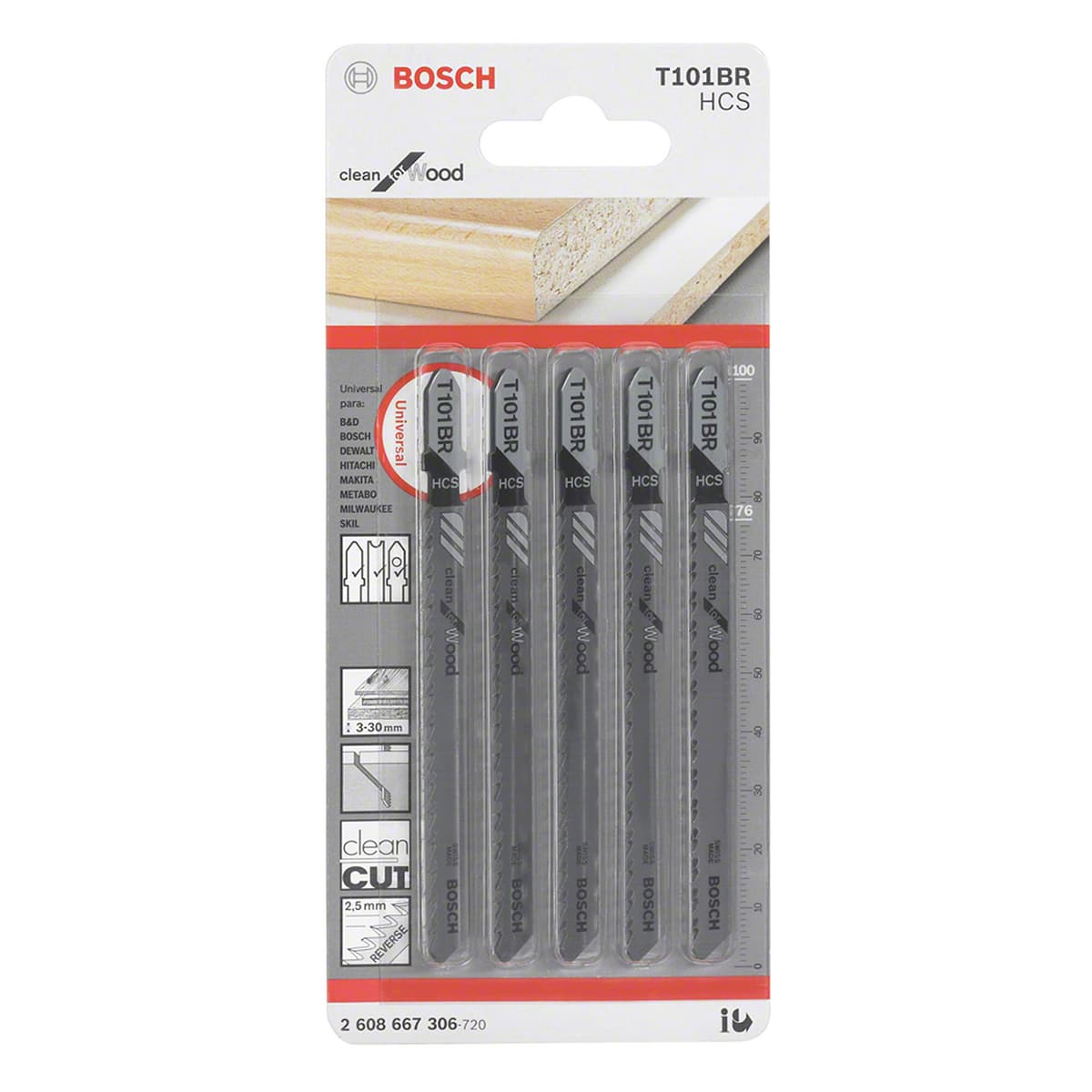 HOJA CALAR P/MAD. T101BR X 5PZAS ENCHAPES - BOSCH