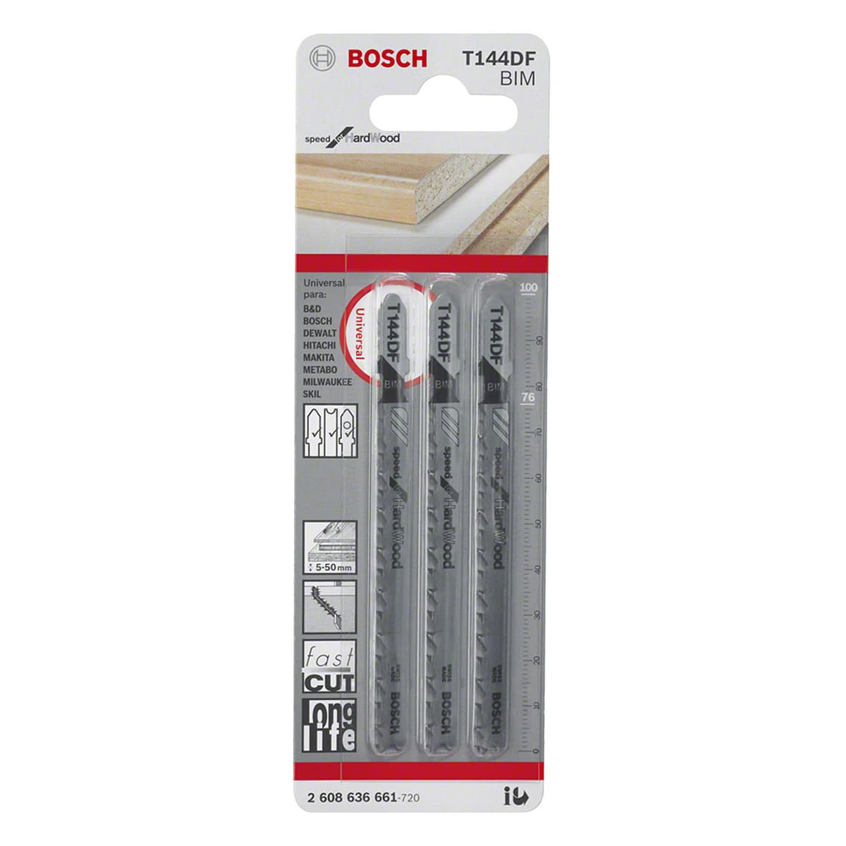 HOJA CALAR P/MAD. T144DF CORTE RAPIDO X 3 PZAS - BOSCH