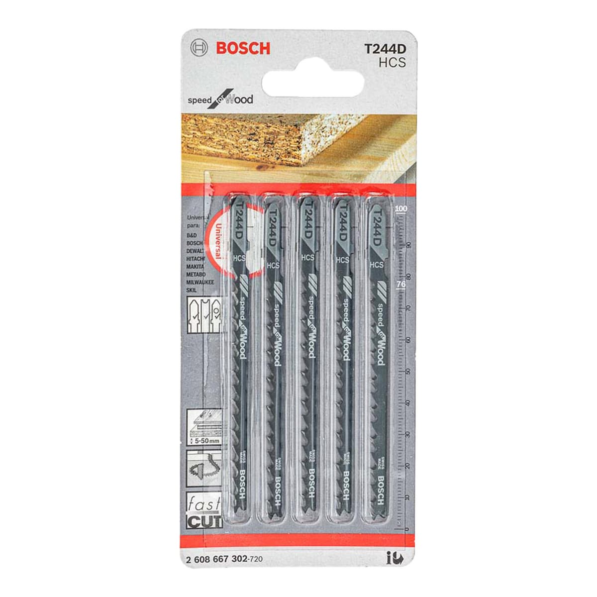 HOJA CALAR P/MAD.T244D CORTE RAPIDO X 5 PZA - BOSCH