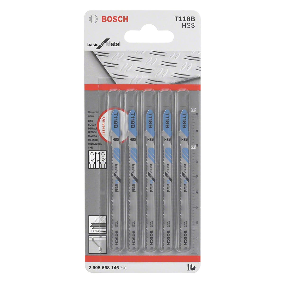 HOJA CALAR P/METAL T118B X 5PZA BASIC (146) - BOSCH