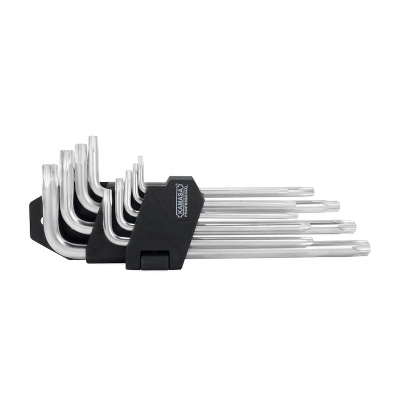 JUEGO LLAVES TORX PUNTA ESTRELLA 9PCS T10-T50 KM-068 - KAMASA
