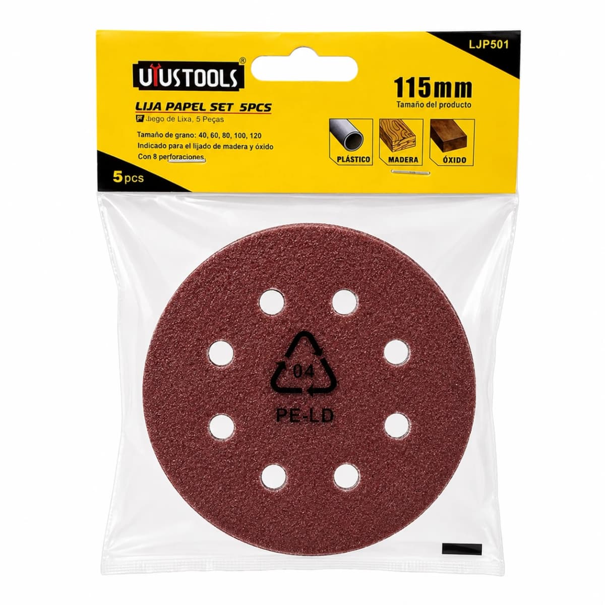 LIJA PAPEL 115-4.1/2 SET 5 PCS (LJP501) - UYUSTOOLS