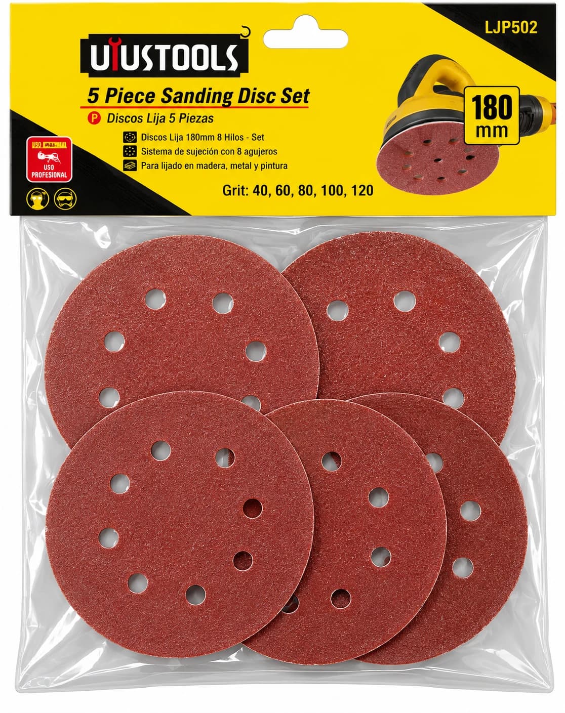 LIJA PAPEL 180-7.1/4 SET 5 PCS (LJP502) - UYUSTOOLS