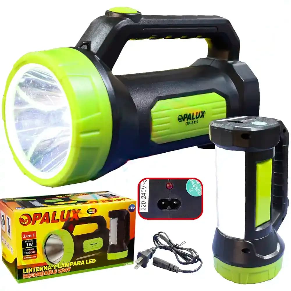 LINTERNA 1W Y LAMPARA 16LED RECARG OP-8111 - OPALUX
