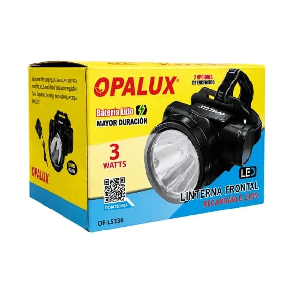 LINTERNA FRONTAL LED RECARGABLE 3W OP-L5336 - OPALUX
