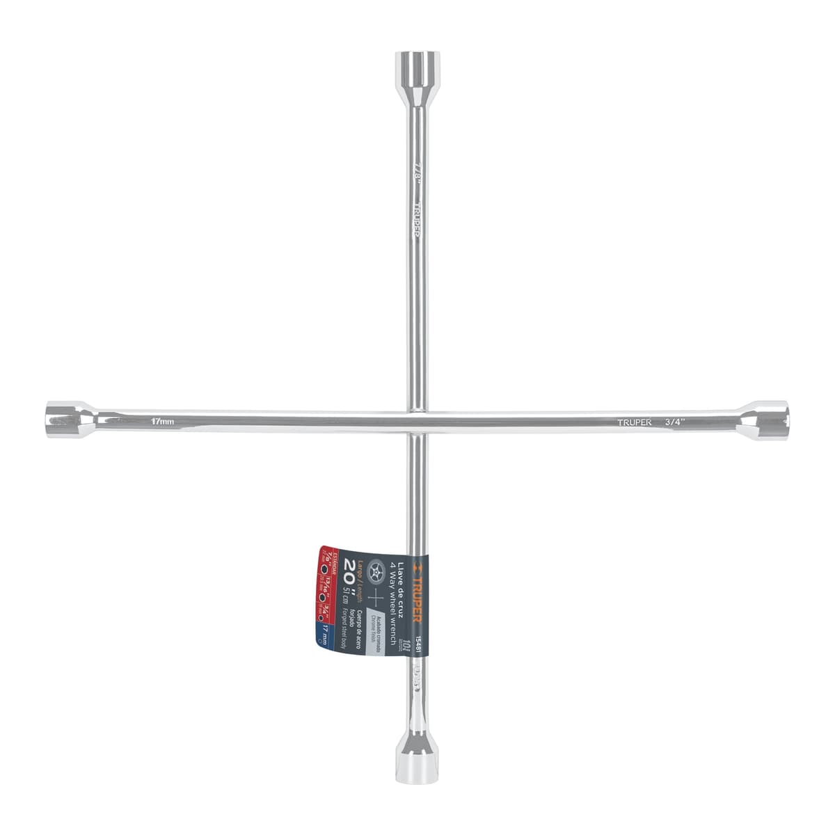 LLAVE CRUZ CROMADA 20" (15481) - TRUPER