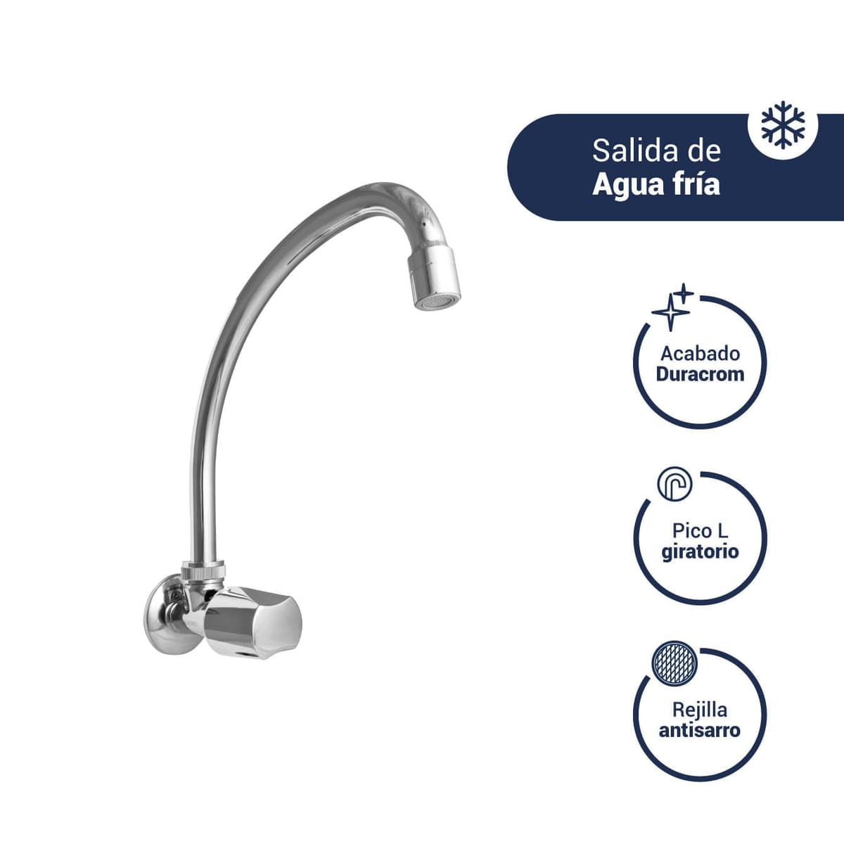 LLAVE LAVADERO PARED MARES AVANTE "L" P/GIR.CROMO (501.C3.L00)- VAINSA