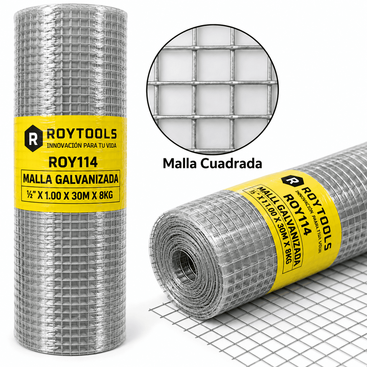MALLA CUADR. GALVANIZADA 1/2" 30MTS 8KG (ROY114) - ROYTOOLS