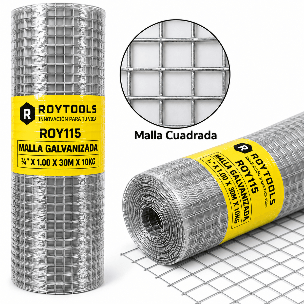 MALLA CUADR. GALVANIZADA 3/4" 30MTS 10KG (ROY115) - ROYTOOLS