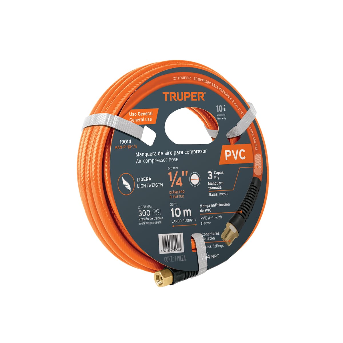 MANGUERA PVC P/COMPRESOR 1/4" X 10MT 19014 - TRUPER