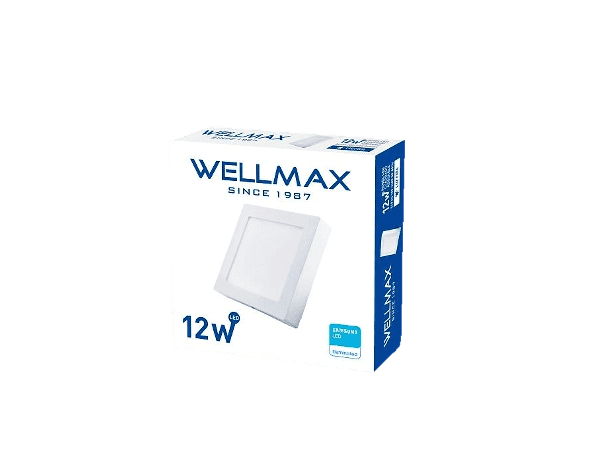 PANEL P/SOBREPONER CUADRADO 12W BLANCA - WELLMAX