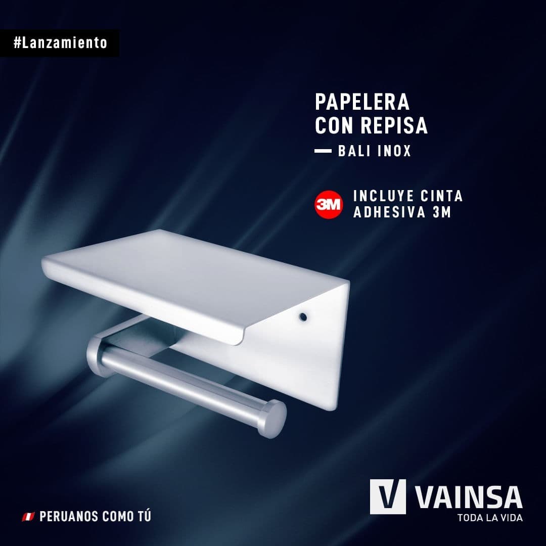 PAPELERA C/REPISA INOX BALI (BALPR000) - VAINSA