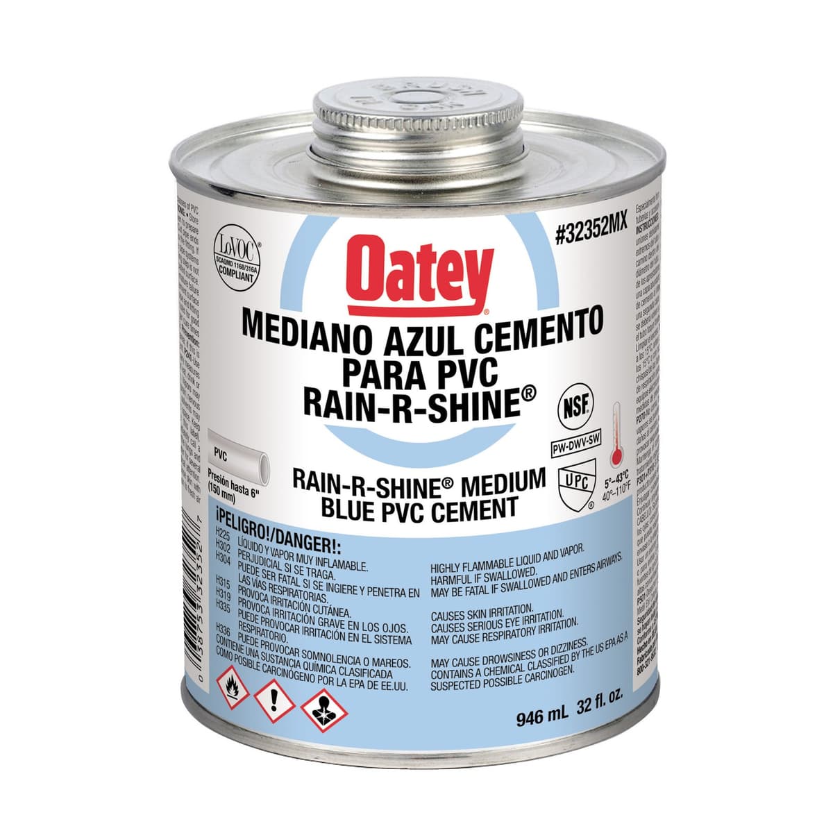 PEGAMENTO AZUL RAIN-R-SHINE PVC 1/8 (16 ONZAS) 31956 - OATEY