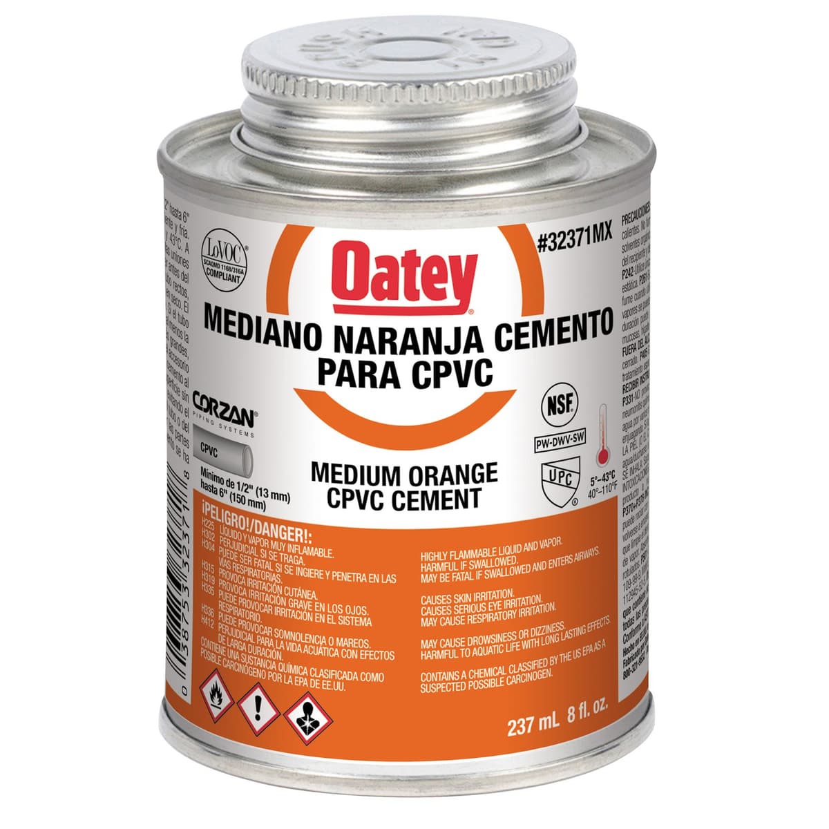 PEGAMENTO CPVC MED.NARANJA 1/16 (8 ONZAS) 32213- OATEY