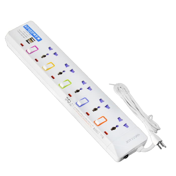 SUPRESOR DE PICO X 5 SALIDAS 2500W C/USB  OP-105USB - OPALUX