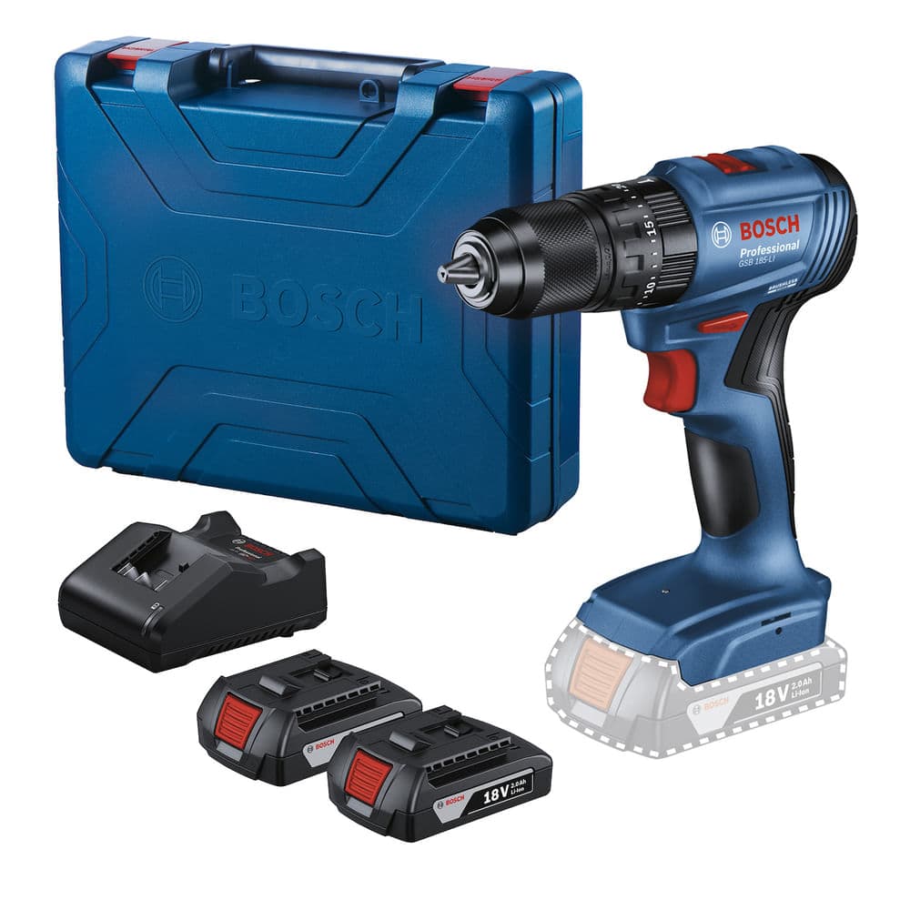 TALADRO PERC. ATOR.+ 2BAT.18V GSB 185-LI +MALET.(9K31E0)- BOSCH