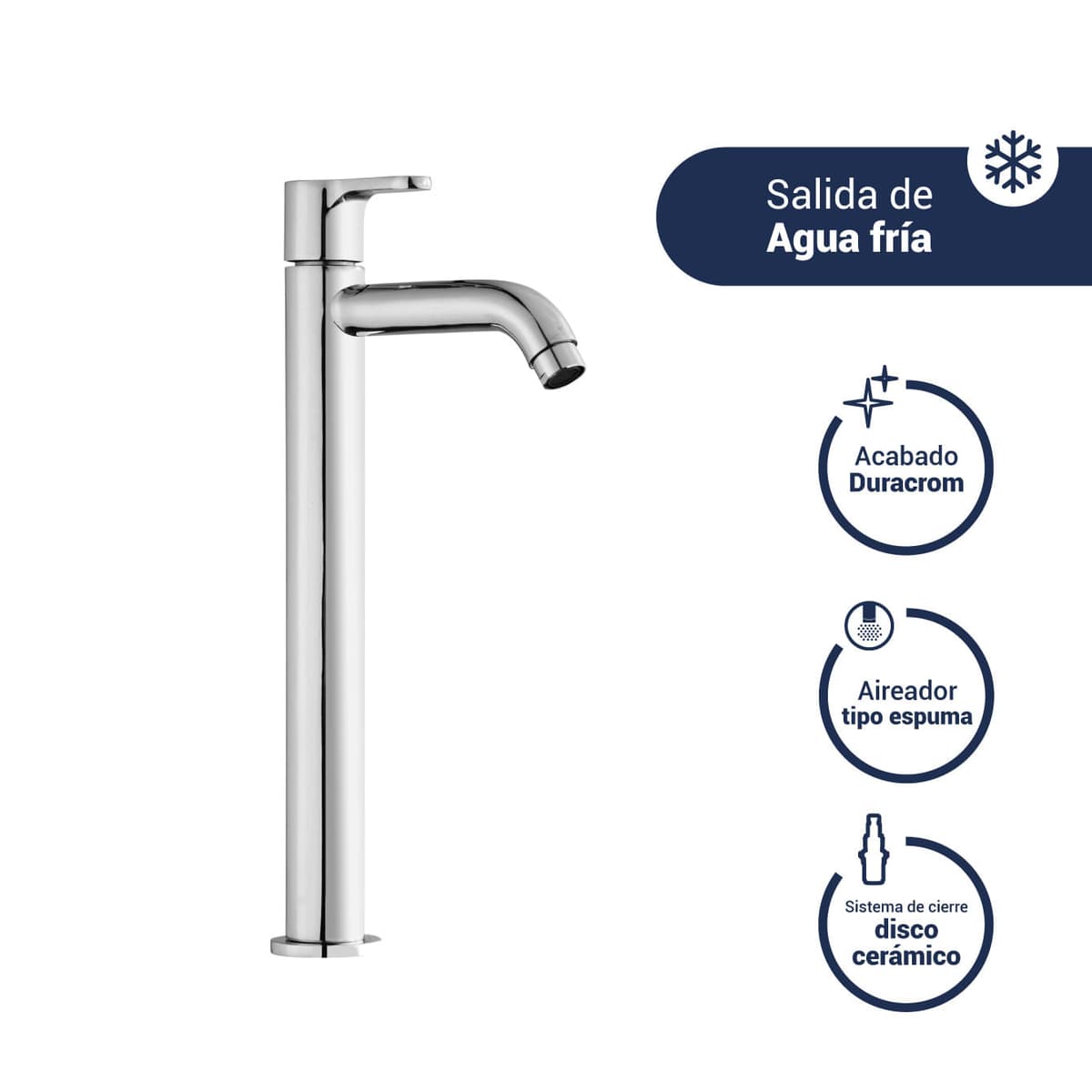 LLAVE LAVATORIO ALTA P/MUEBLE MAUI CROMO (M33A5A00) - VAINSA