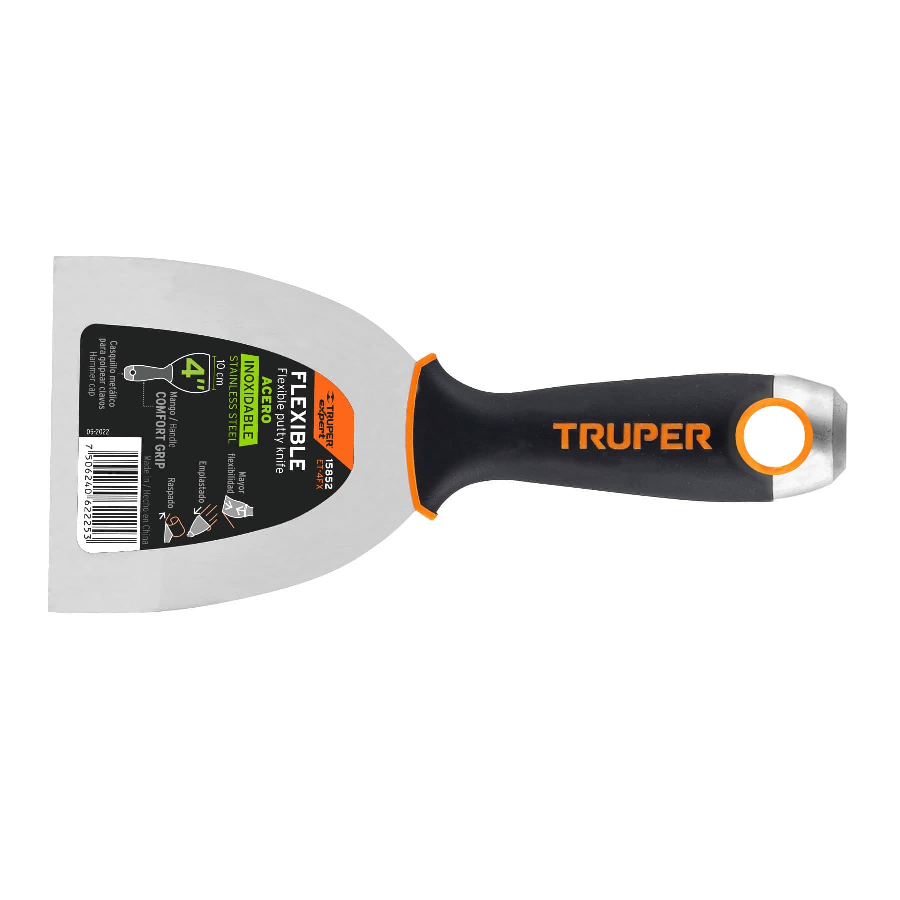ESPATULA FLEXIBLE 4" INOX. M/CONFORT GRIP (15852) - TRUPER