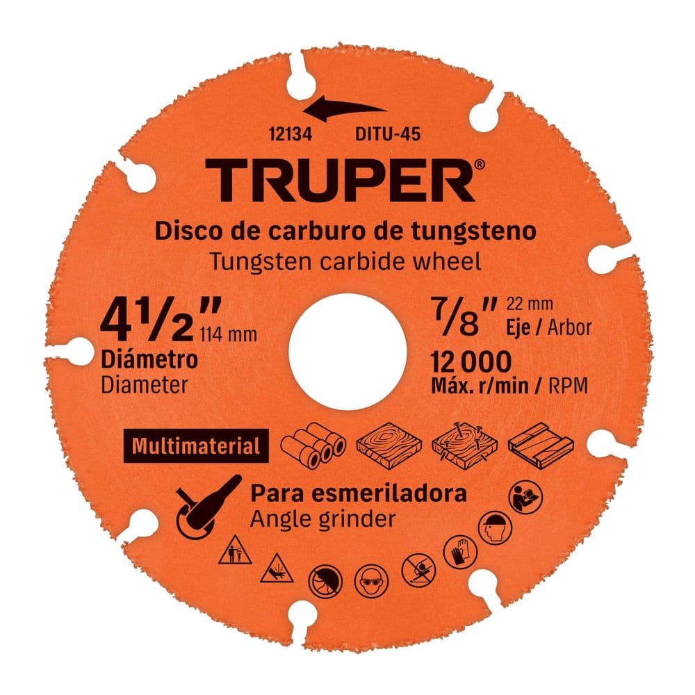 DISCO MULTIMATERIAL DE CARBURO 4 1/2" (12134) - TRUPER